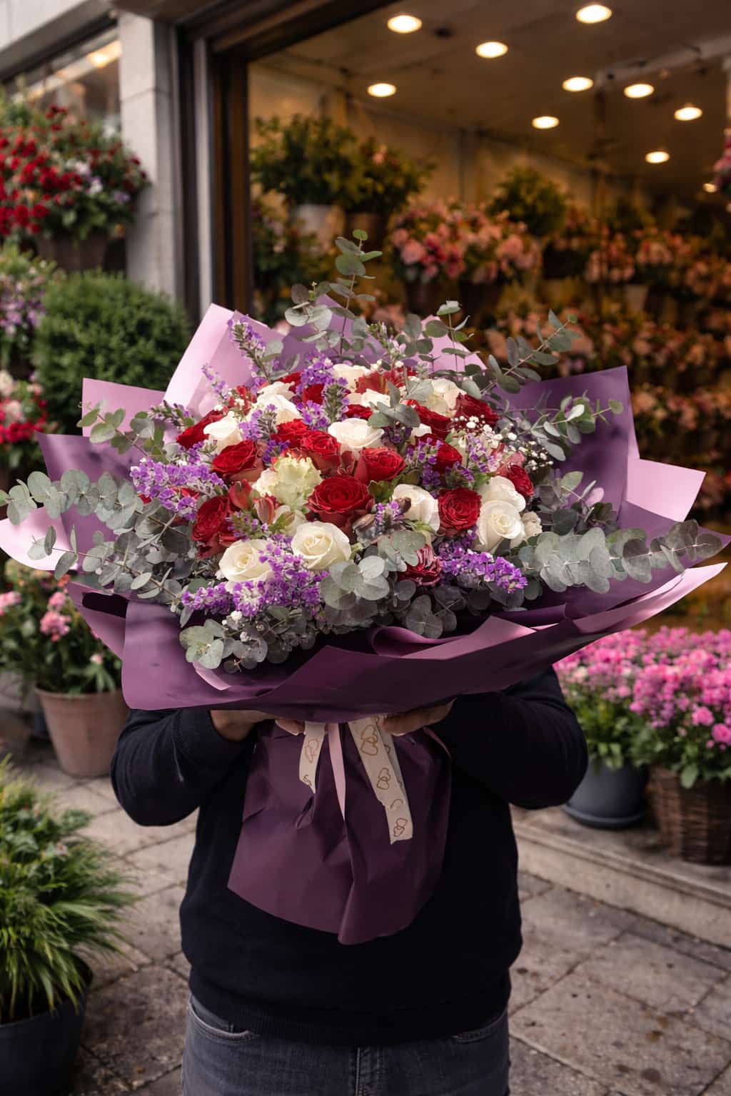 Vip K�rm�z� Beyaz G�l Buketi